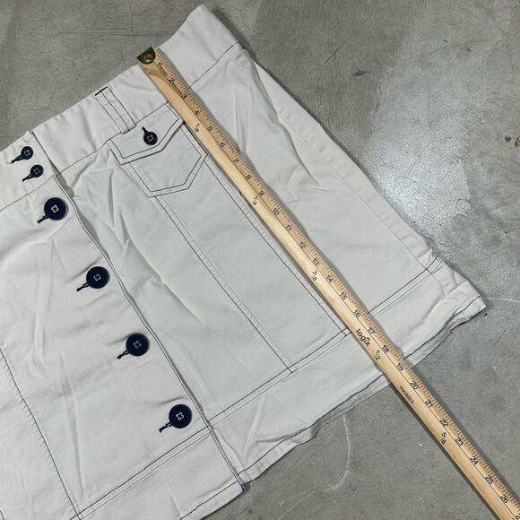 LL Bean Size 20 Beige Canvas A-Line Visible Stitching Button Front Skirt Y2K - Picture 7 of 10